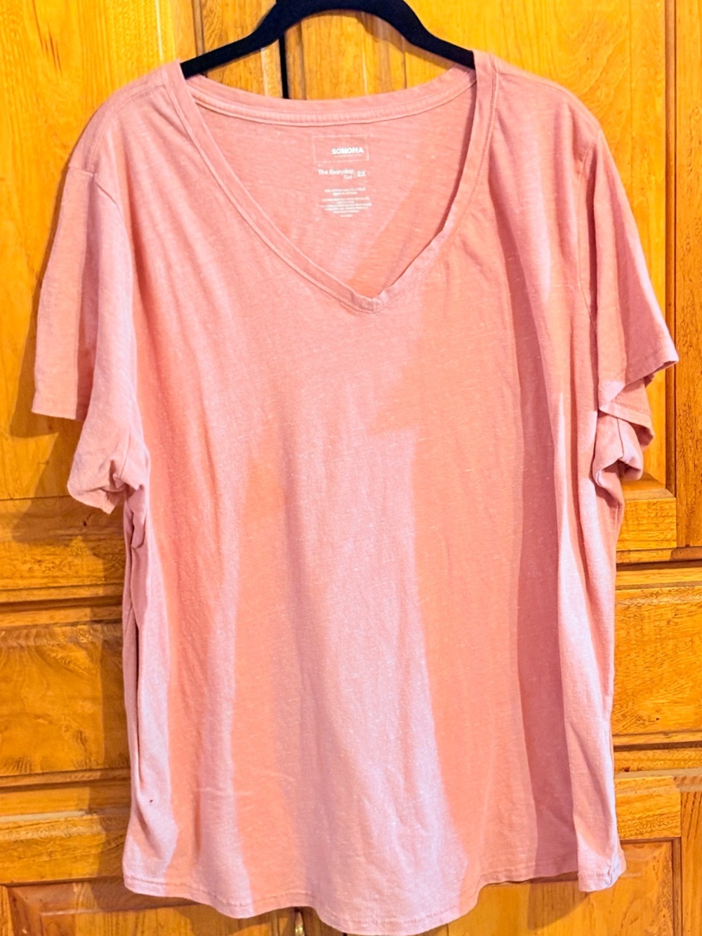 Sonoma Soft Rose V-Neck Short Sleeve Tee 2X